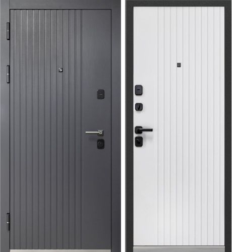 Люксор 2МДФ Вертикаль Графит - Эмалит белый c электронным замком No Key